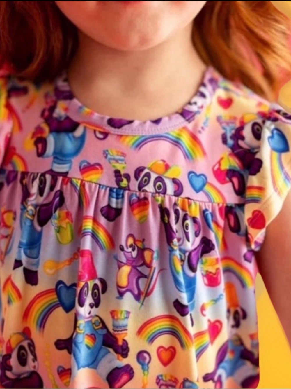 POSH PEANUT 🌈Lisa Frank 5/6 Panda Painter flutter sleeve cap shirt tank top NWT!